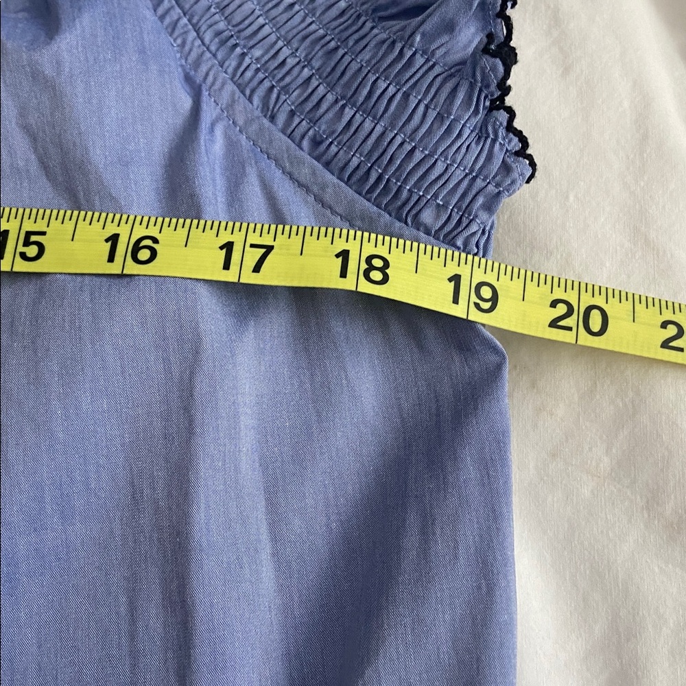 Blue Smocked Dress with Ruffled Sleeves - Picture 6 of 8